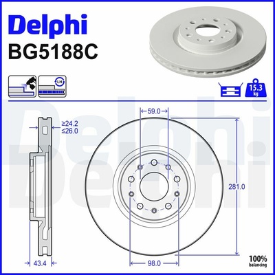 Brzdový kotúč DELPHI BG5188C