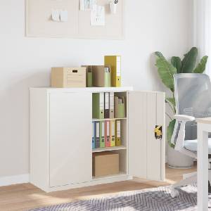 vidaXL Шкаф за папки бял 90x40x90 см стомана (339728)