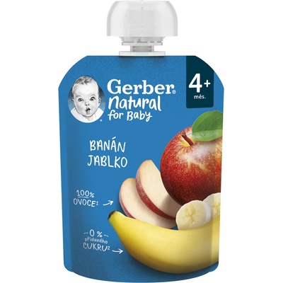 GERBER Natural vrecúško banán a jablko 6 x 90 g