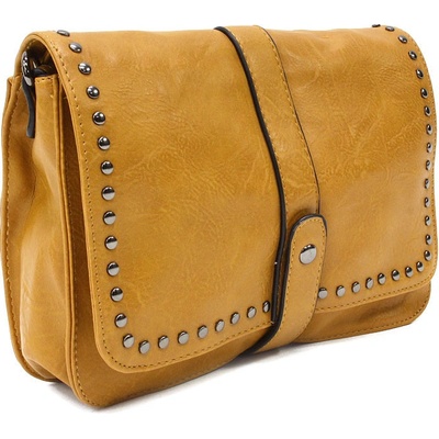 Tmavě dámská crossbody kabelka s ozdobnou klopnou Cherylyn žlutá