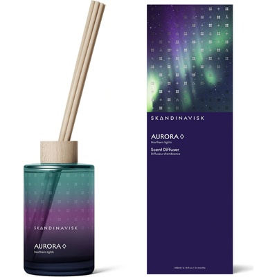 Skandinavisk Vonný difuzér AURORA Polární záře 200 ml fialová sklo