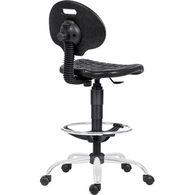 Antares Работен стол Antares 1290 NOR CR LONG GAS RING, до 140кг, полиуретан, хромирана база, газов механизъм, коригиране на височината, черен (1290-NOR-CR-LONG-GAS-RING)