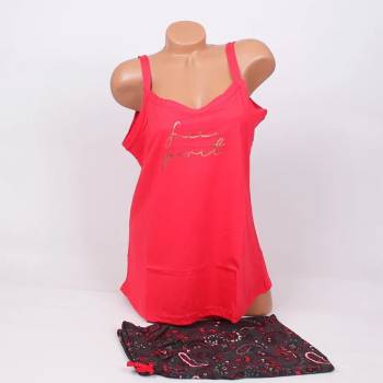 Image 1 of Макси пижама в червено и графитено с надпис