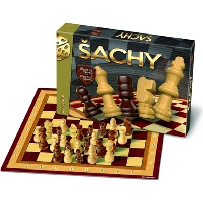 Šachy dřevěné figurky společenská hra v krabic