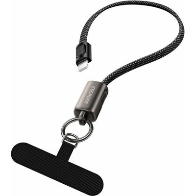 Essager ES-X84 2v1 opletený nabíjecí a datový a poutko USB-C na Lightning 30cm černý