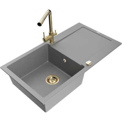 Mexen Leo гранитна кухненска мивка с 1 отделение и отцедник с кухненски (6501-71-671600-50)