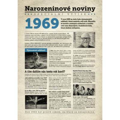 Narozeninové noviny 1969 s vlastním textem a fotografií S fotografií a textem