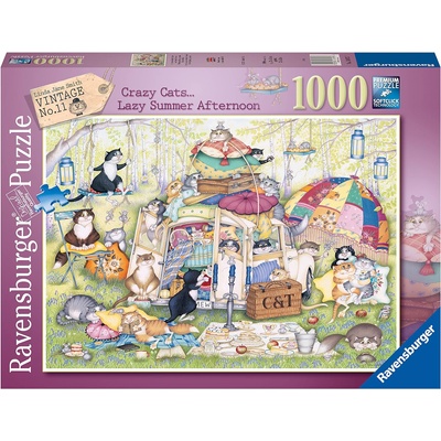 Ravensburger Пъзел Ravensburger от 1000 части - Луди котки: Мързелив летен следобед (16975)