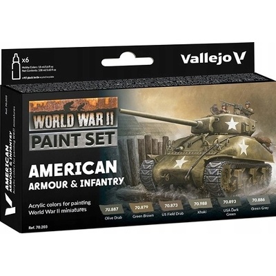 Barvy Vallejo American Armor&Infantry 70203 6 Ks