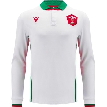Image 1 of Macron Футболна фланелка Macron Welsh Rugby Union Long Sleeve Away Shirt 2024 Adults - White/Green