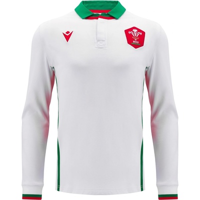 Macron Футболна фланелка Macron Welsh Rugby Union Long Sleeve Away Shirt 2024 Adults - White/Green