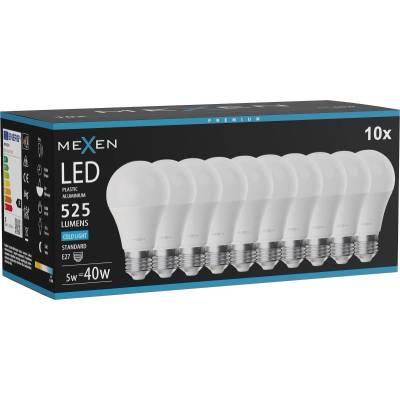 Mexen Nova 10x LED крушка E27, A60, 5W, Студена - 6500K, 525 lm - L100-E27-0565-01x10 (L100-E27-0565-01x10)