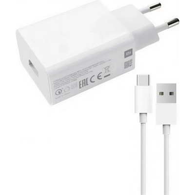 Xiaomi Зарядно устройство XIAOMI за електрическата мрежа USB гнездо 15W + кабел Type-C БЯЛ MDY-18-EG (MDY-18-EG)