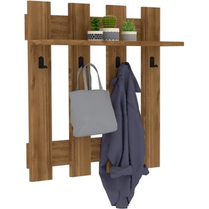 Puqa Design Тъмнокафяв стенен рафт с 4 закачалки Carina - Puqa Design (835PUQ4005)