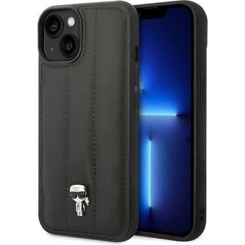 KARL LAGERFELD Кейс Karl Lagerfeld KLHCP14SPSQPK за iPhone 14 6, 1"", твърд, черен / черен, Puffy Ikonik Pin (KXG0036873)