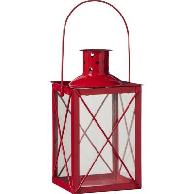 Ib Laursen Lucerna Small Square Red, červená barva, sklo, kov