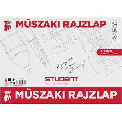 ICO Student A3 180g 20 листа за технически чертежи 7510042002 (7510042002)