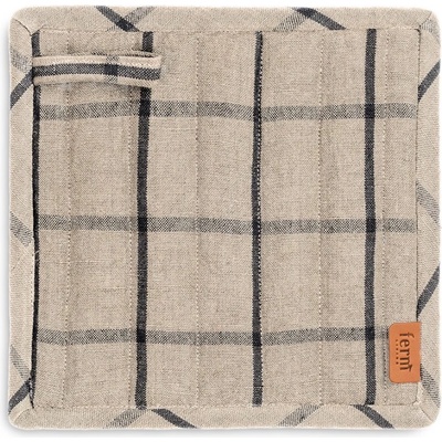 ferm LIVING Кухненска кърпа и подложка HALE 20 см, комплект от 2 бр. , пясък / черен, памук / лен, твърд LIVING (FERM1104263231)