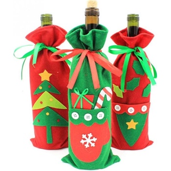 Vánoční dekorace na láhev vánoční pytlíček na dárky - 3 varianty