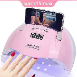  Професионална лампа за гел лак Sun X15 Max, 180W с 57 LED диода и стойка за телефон (SunX15Max)