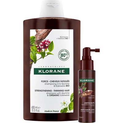 Klorane Quinine Комплект - Шампоан и Серум против косопад, 400 + 100 ml