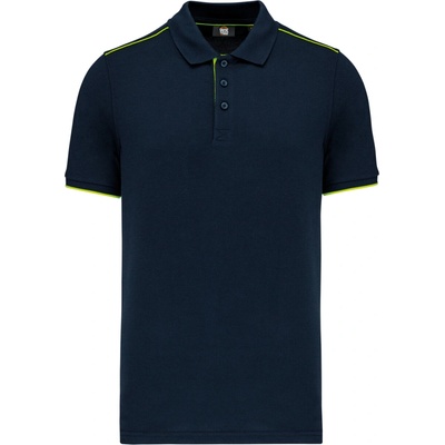 Designed To Work polokošile s barevnými proužky Piping Navy/Fluorescent Yellow