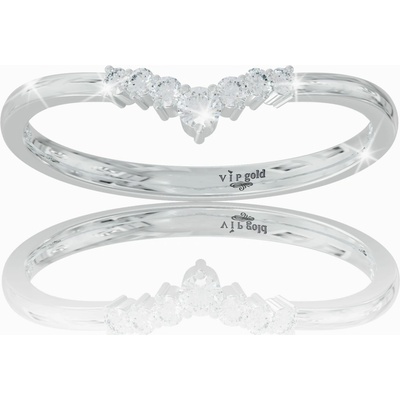 VIPgold Zlatý prsteň s bielymi zafírmi v bielom zlate R36019b S
