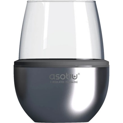 ASOBU 443 мл сребриста чаша с термоизолираща основа asobu от серия wine kuzie