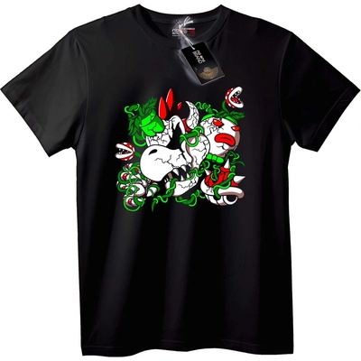 NOONEBRAND Тениска Череп и Лози - 2XL, Black