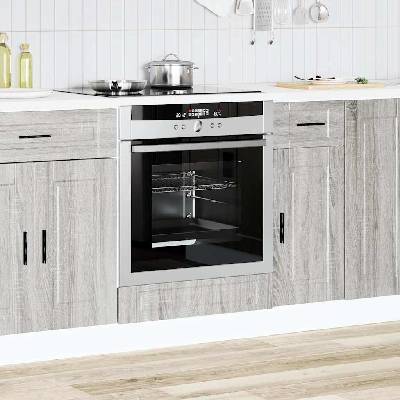 vidaXL Шкаф за фурна, Porto, сив сонома, инженерно дърво (854003)