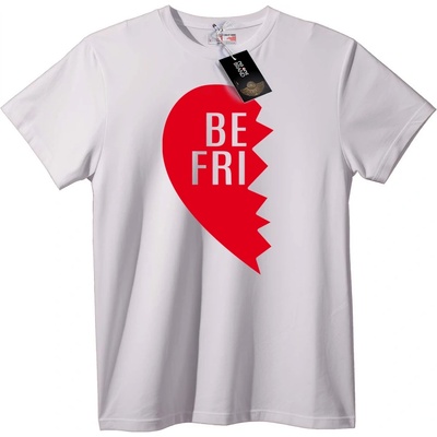 NOONEBRAND Тениска BE FRI Разбито сърце - M, White
