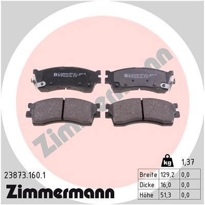 Sada brzdových destiček, kotoučová brzda ZIMMERMANN 23873.160.1