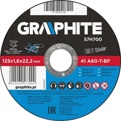 Graphite Řezací kotouč 125 x 1.6 22.2 mm 57H700