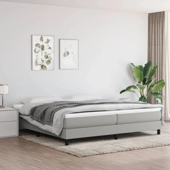 vidaXL Боксспринг легло с матрак, светлосиво, 200x200 см, плат (3144101)
