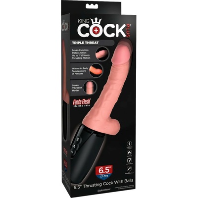 King Cock Plus 6,5 realistický vibrační penis s varlaty tělová