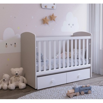 Дейзи Нов Бебешка кошара Тони 60/120 с подвижна решетка кашмир+бял