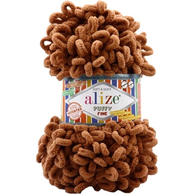 Alize příze Puffy Fine 897 oříškově hnědá