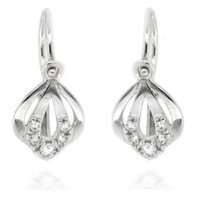 Zlatnictví U Kostela dětské zlaté náušnice bílé lístečky 23972807