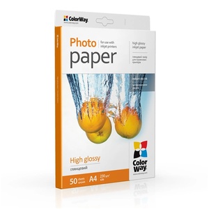 ColorWay Фотохартия, с висок гланц (high glossy), 230 г/м2, A4, 50 листа PG230050A4 (PG230050A4)