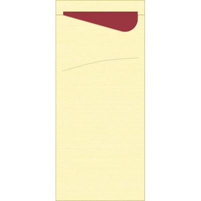 Duni Sacchetto vanilkové 19x8,5cm s bordovou servítkou 33x33cm 100ks