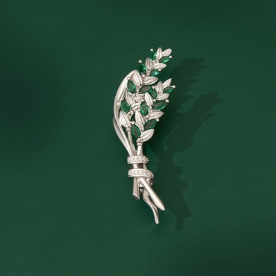 Éternelle brož se smaragdovými krystaly Eugenie B2398-YD153-BMF1 Zelená