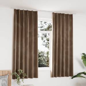 Pure Line Home Кадифени завеси в цвят бежов с перделък, 2 бр. , 140 x 175 см