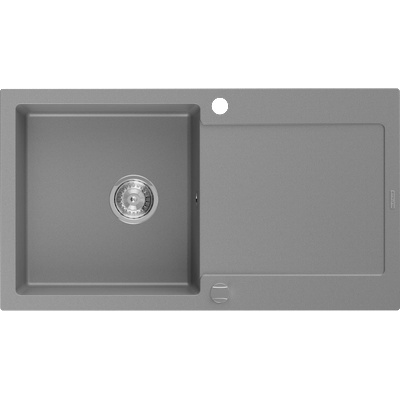 Leo гранитна мивка с 1 отделение и отцедник 900 x 500 mm, сива, сифон хром - 6501901010-71 (6501901010-71)