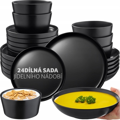 Tectake 405223 súprava riadu una,z kameniny,pre 6 osôb 24 dielna