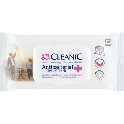 CLEANIC vlhčené antibakteriálne vreckovky 40 ks