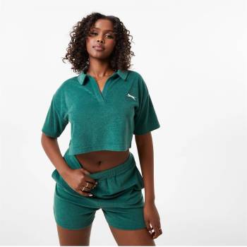 Slazenger ft. Wolfie Cindy Towelling Cropped Polo Womens - Forest Green