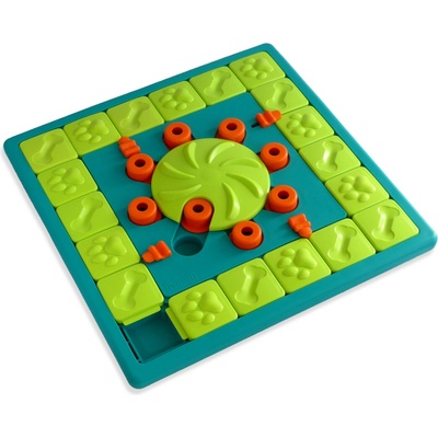 Nina Ottosson Pamlskový hlavolam pre psov Multipuzzle 40 x 40 x 5 cm Obtiažnosť 4 modro zelený