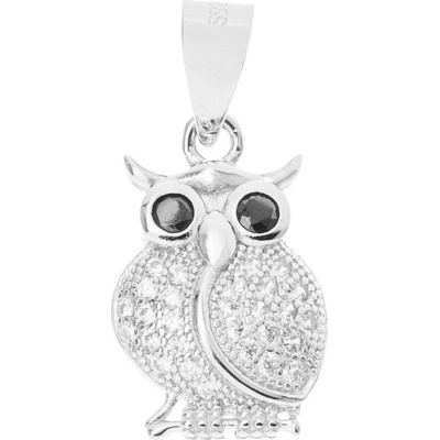 Argento Strieborný prívesok sova čierne okrúhle zirkóny číre okrúhle zirkóny 85921