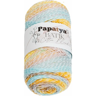 BELLATEX Priadza Papatya Cotton Blend batik 100 g, 1001 biela, ružová, modrá