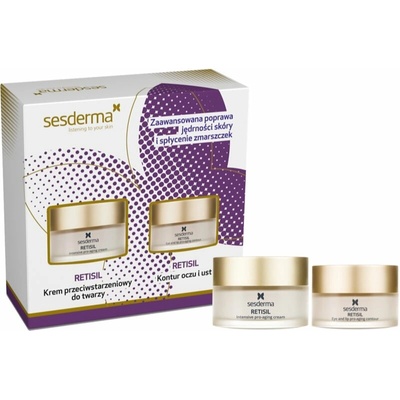 Sesderma Retisil Intensive Pro Aging Cream intenzívny krém proti starnutiu pleti 50 ml + Sesderma Retisil Eye & Lip Pro Aging Contour kontúrovací krém na kontúrovanie očí a pier 30 ml